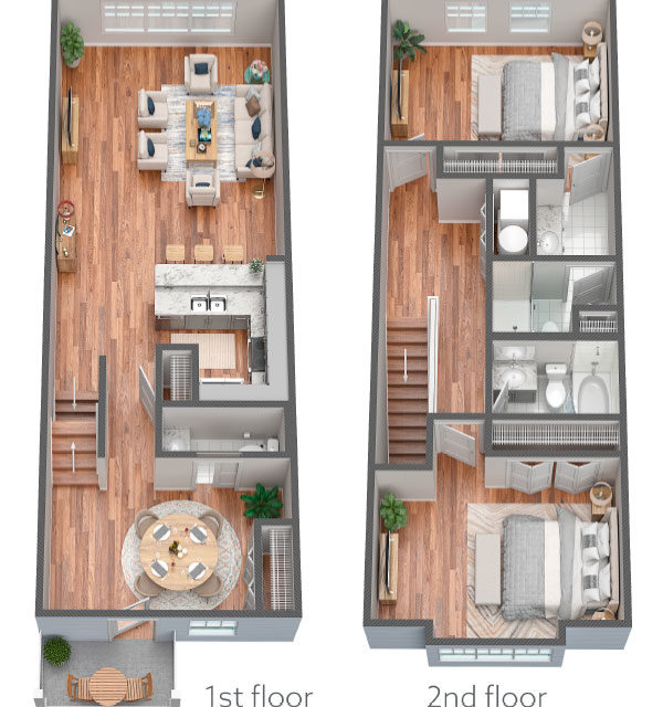 Two Bed 2.5 Bath Townhouse – Deluxe (C7x)